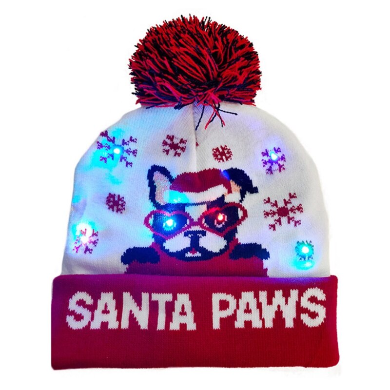 Neuheit LED Licht hoch Weihnachten Mütze Hütte Karikatur Santa Rentier Schneemann Gestrickte Hässliche zur Seite fahren Warme Schädel Kappe: 5