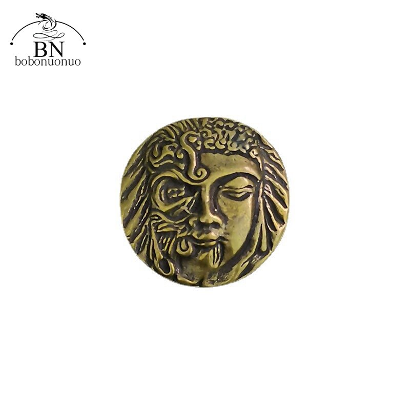 Bouddha visage en colère dieu gardien du bouddhisme, vis en laiton bouton Rivet bricolage sac en cuir portefeuille chaîne vêtement décoration boucles rétro