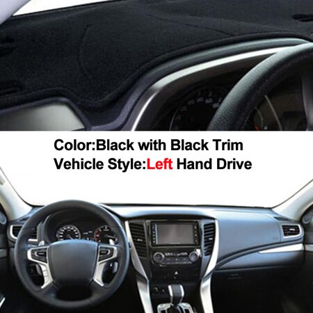 Auto Dashboard Cover Voor Mitsubishi Triton Dashboard Dashmat Pad Tapijt Zonnescherm Antislip auto Styling: Black