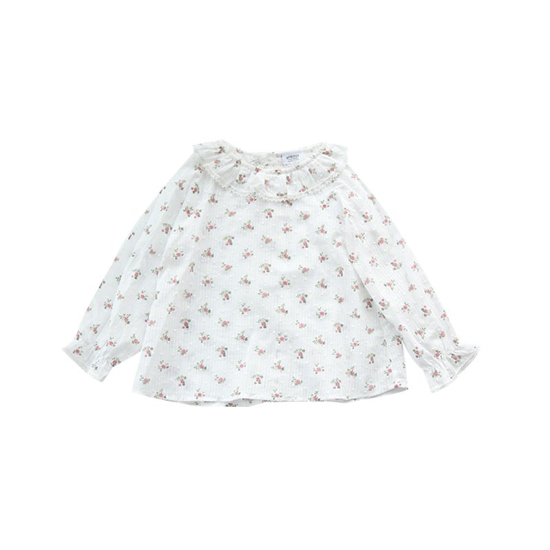 Camisa de manga acampanada para niñas pequeñas, tops, blusa con cuello de pétalos, para primavera y otoño, 0 a 24 meses