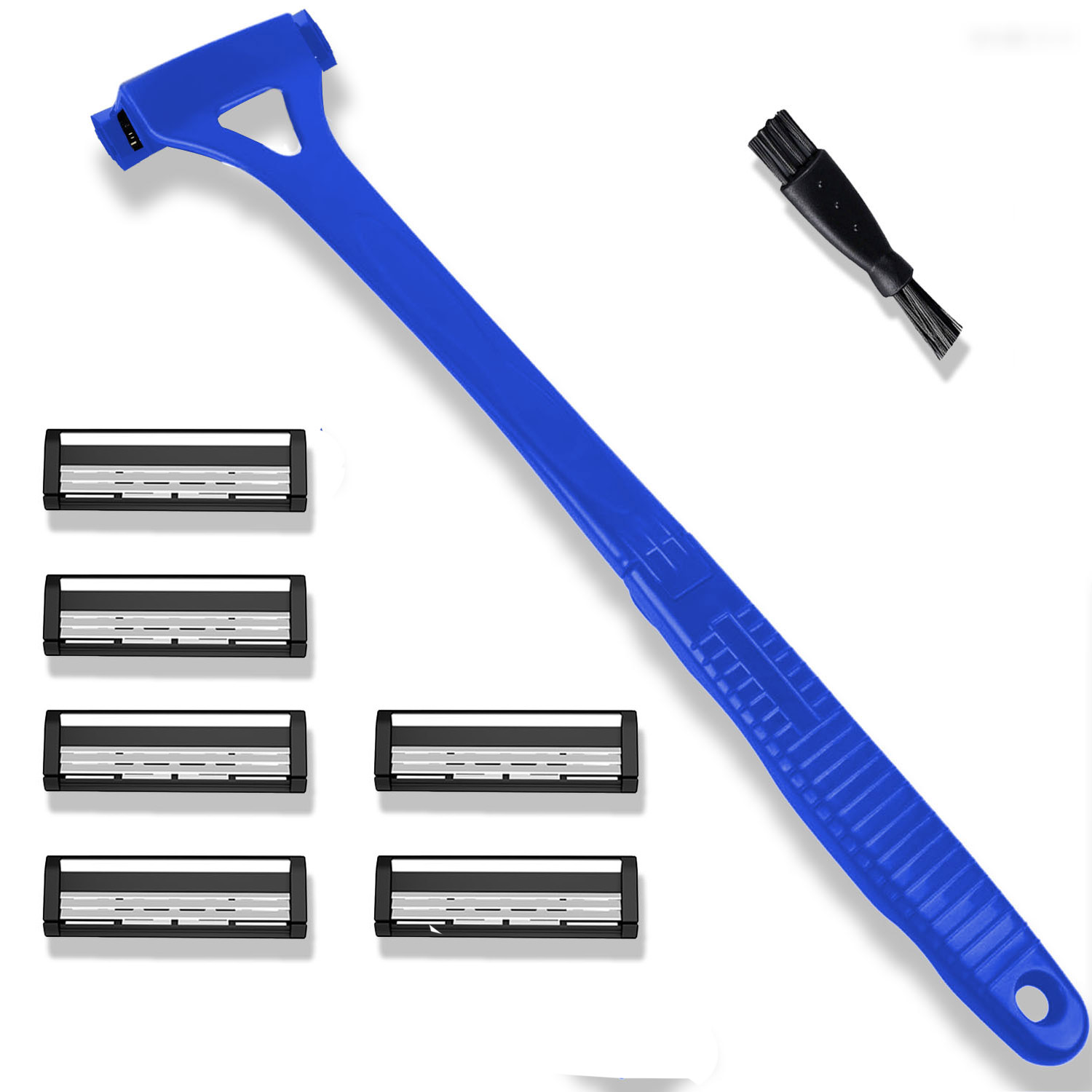 Afeitadora de pelo para hombre, afeitadora corporal de seguridad con mango largo, recortadora plegable, herramienta de afeitar para eliminación de piernas y cuerpo con cuchillas: Naranja