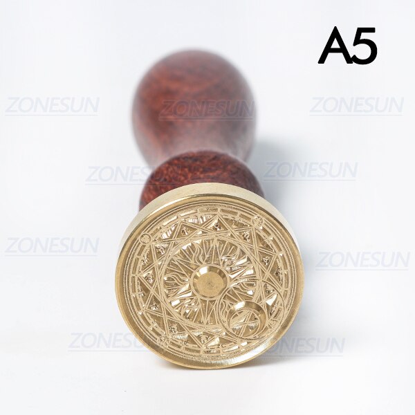ZONESUN Badge Totem sello con mango de madera para embalaje sobres de cartas paquetes invitaciones de boda: A5
