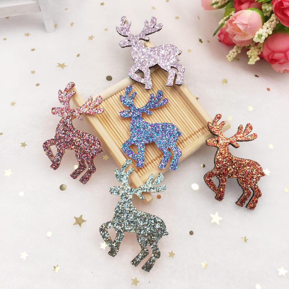 Gemengde 10 stuks viltstof paillette glitter mooie herten applicaties bruiloft diy naaien patches knutselen haarstrik accessoires  a914
