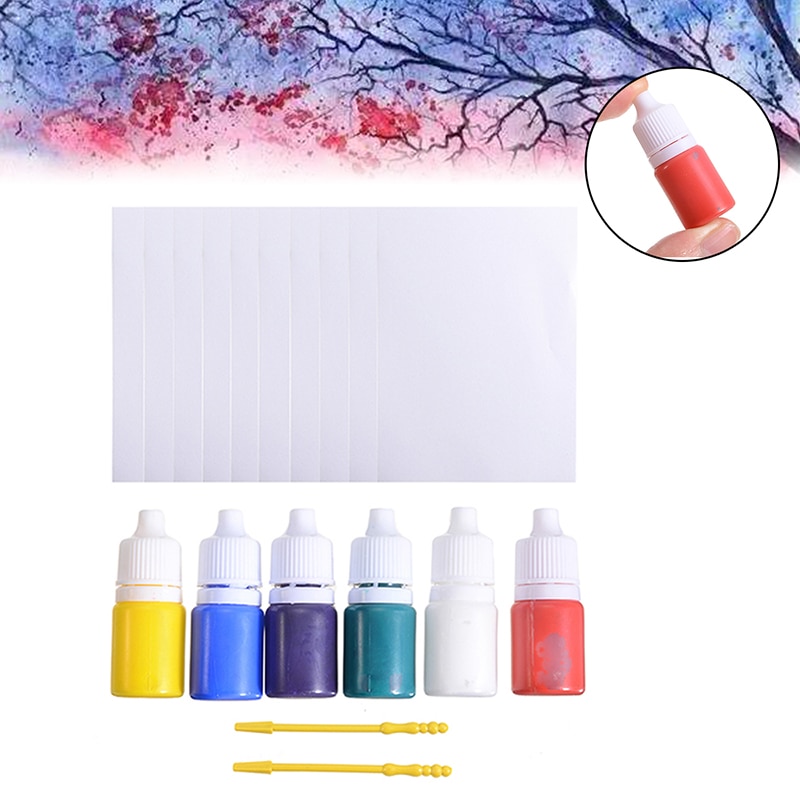 6 Colors Water Marbling Painting Kit DIY Painting On Water Art Set Water-based Drawing Tools