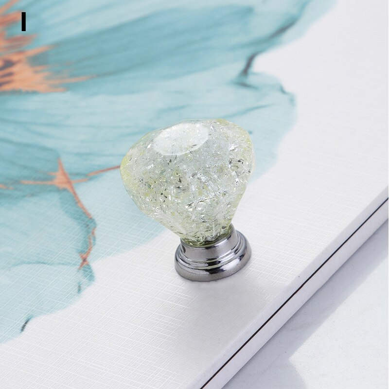 Crack Bal Knop Acryl Ice Crackle Kristal Handvat Gem Ronde Diamant Lade Pull Hardware Enkel Gat Kristal Knoppen Handles: I