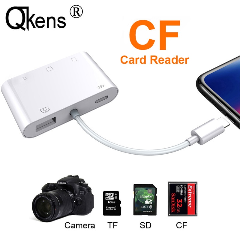 5in1 Sd Tf Cf Kaartlezer Usb Camera Connection Kit Otg Kabel Adapter Voor Iphone 11 Pro Xs Max Xr 6 7 8 Plus Voor Ipad Ios 12 13