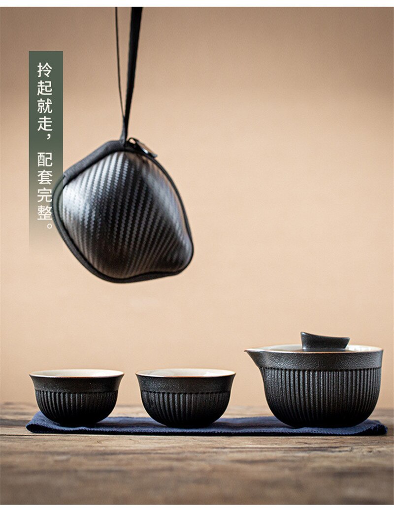 Portable Travel Tea Set Ceramic Teapot Kettle Quik Pots One Pot And Two Cups Teaware Chinese Drink Teapots Tea Cup Friends
