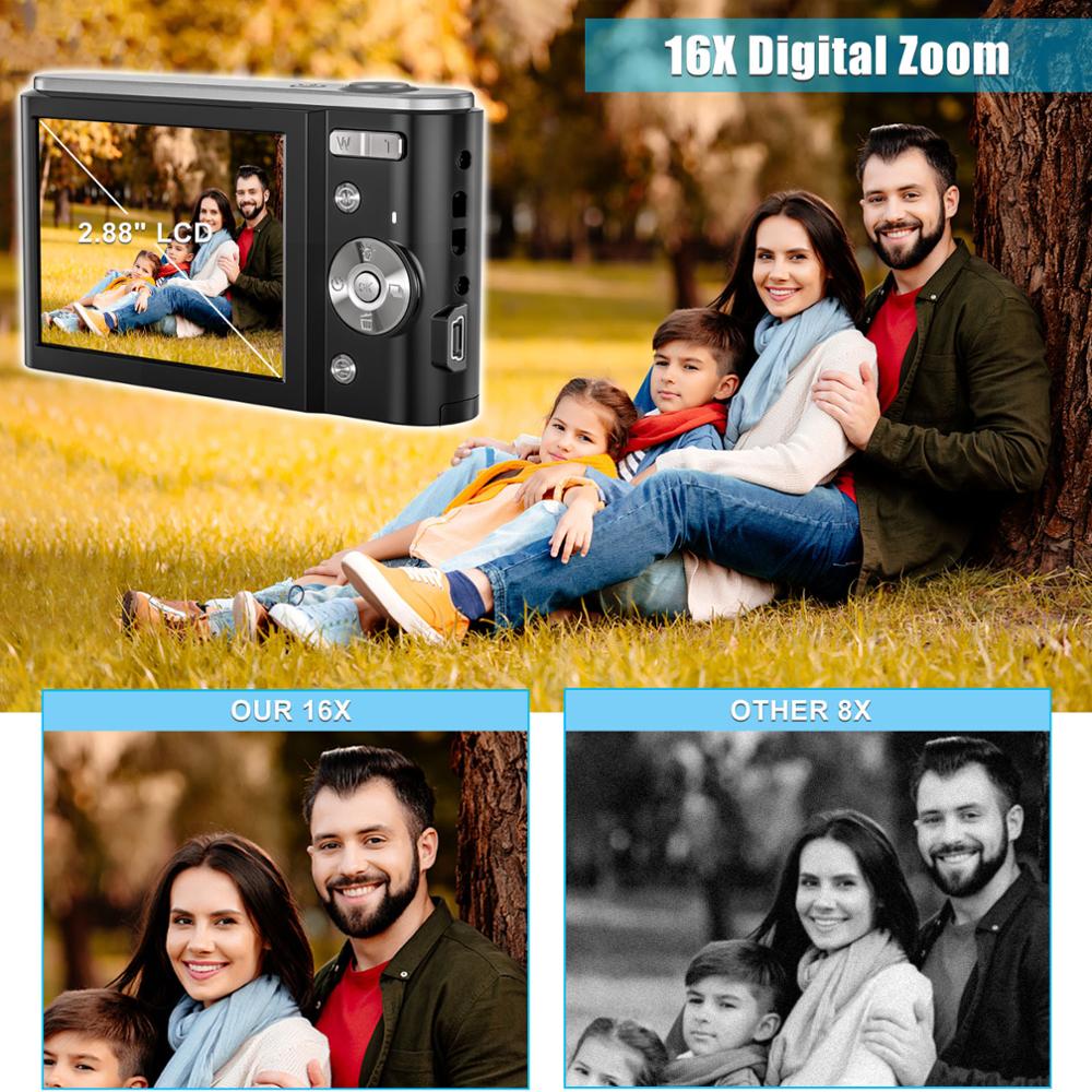 VideoSky DC32 2.88" TFT HD Mini Digital Camera 18MP 16x Zoom Video Camera Smile Capture Mini Camera Anti-Shake Digital Camcorder