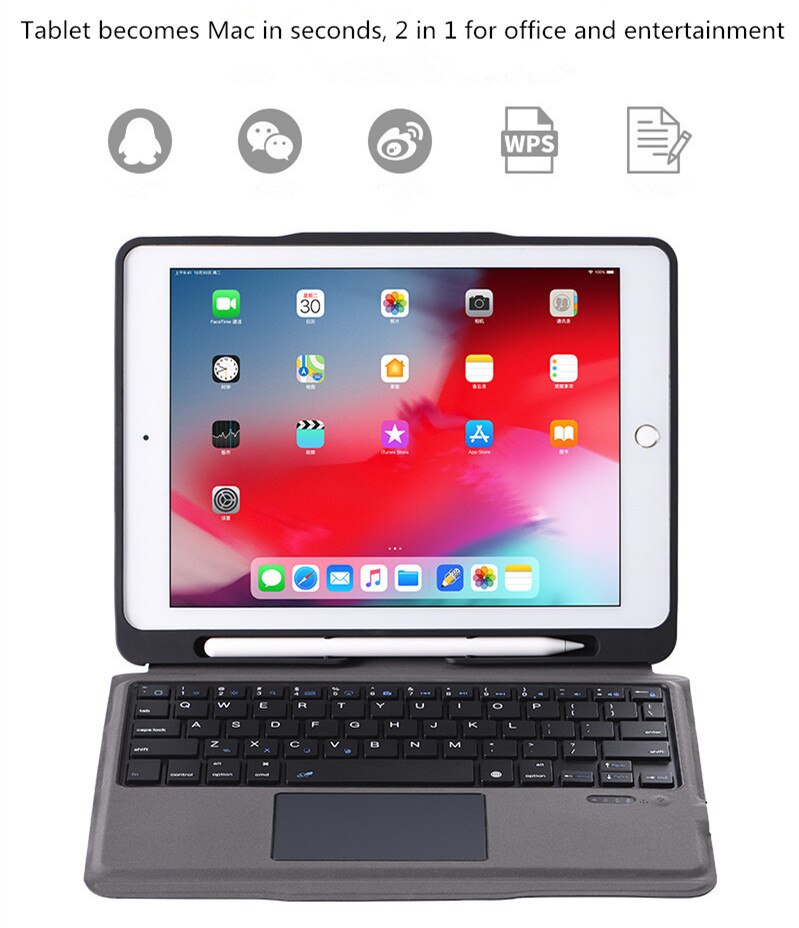 Magia Teclado TouchPad para o iPad 10.2 Caso de Teclado para Apple iPad 9.7 2017 2018 Air 2 3 4 Pro 9.7 10.5 2018 2019 2020 8th 11