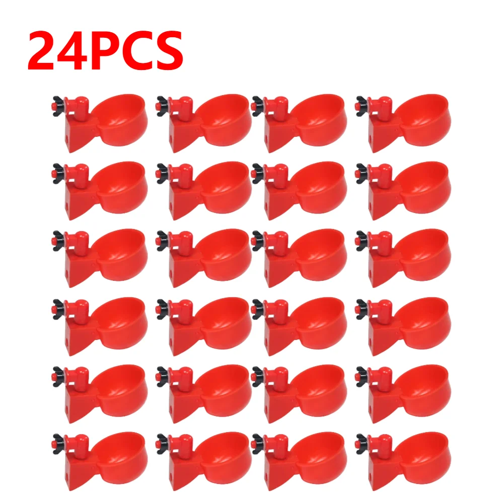 6-36 Stuks Kip Eend Drinkbeker Automatische Drinker Kip Feeder Plastic Gevogelte Boerderij Water Drinkbekers Eenvoudige Installatie: Rood