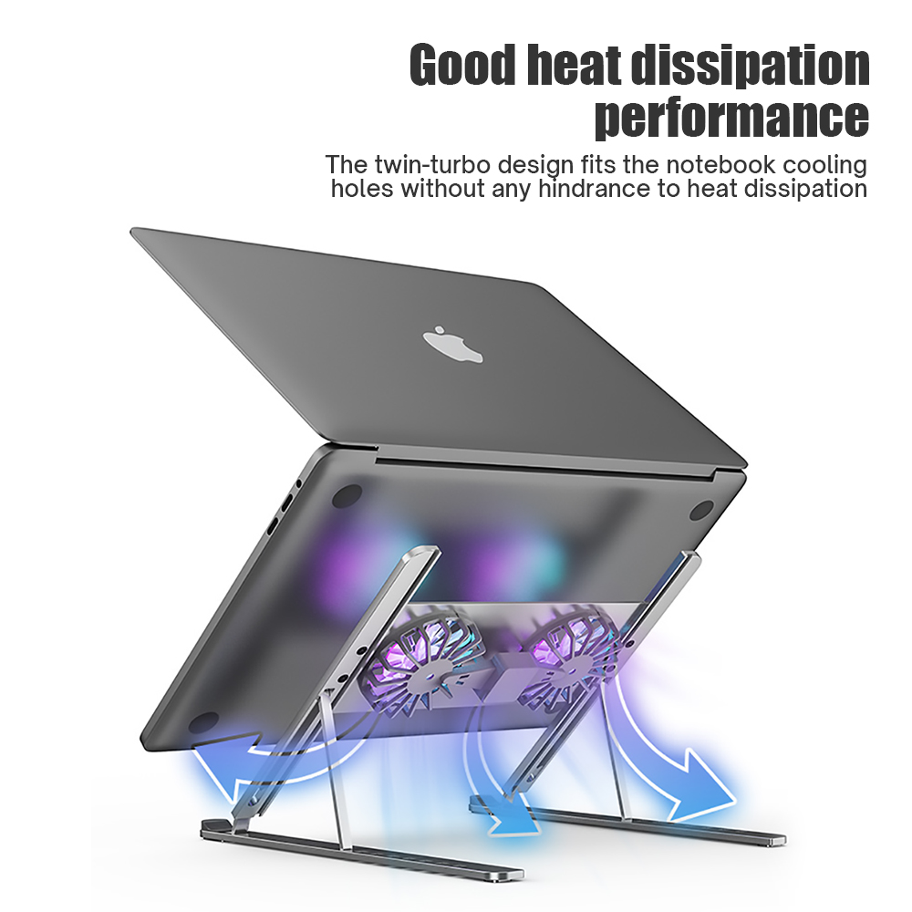 Aluminium Verstelbare Laptop Stand Voor Macbook Computer Pc Ipad Tablet Ondersteuning Notebook Stand Cooling Fan Pad Laptop Houder Base