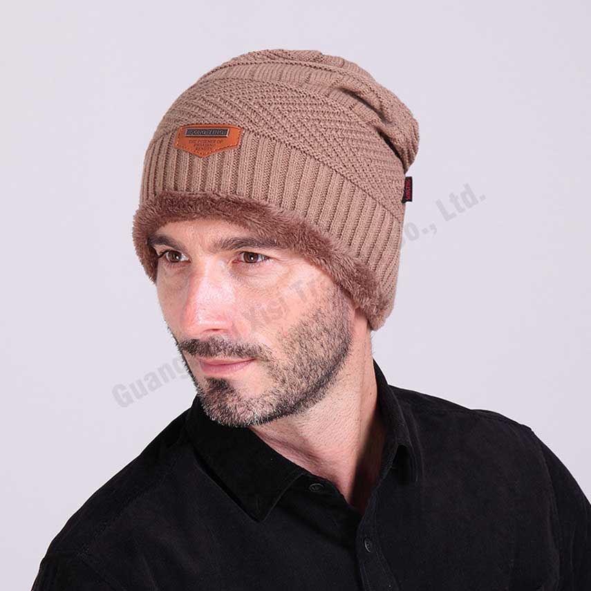 Heren winter hoeden en caps winter cap mannen vrouwen winter gebreide hoeden brandes winter unisex cap mutsen: Khaki