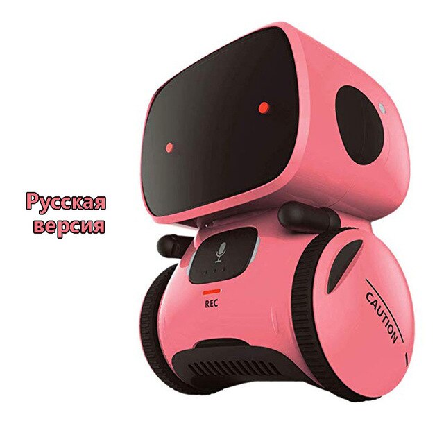 Toy Pink Robot Intelligent Robot Toy Dance Sing Repeating Recorder Touch Control Voice Control Toy for Kids Age3+: Russian Pink