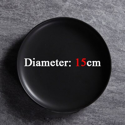 Shooting Photography Food Tableware Solid Color Ceramic Plates Simple & creativity Beef Plate Round Dessert Dish Salad Dishes: Black 15cm