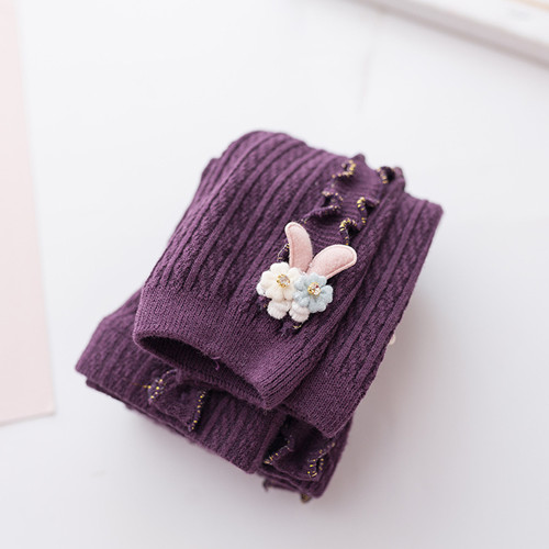 Collant per bambini per ragazze autunno inverno collant per bambini lavorati a maglia Leggings caldi per bambini moda collant per ragazze 0-6 anni nuovo: Viola / 6m