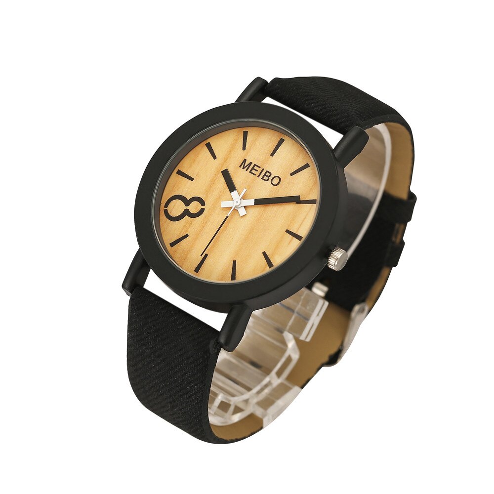 Relojes de negocios de estilo Vintage y Natural para hombres y mujeres, relojes de pulsera de madera informales con correa de cuero de Color madera para amantes de los relojes masculinos: model 1