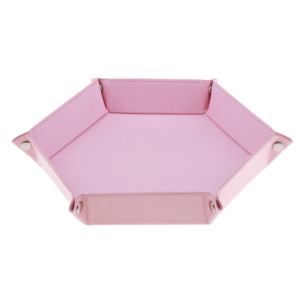 Soporte de dados de cuero PU, bandeja hexagonal plegable para juegos de mesa de mazmorras y dragones RPG DND