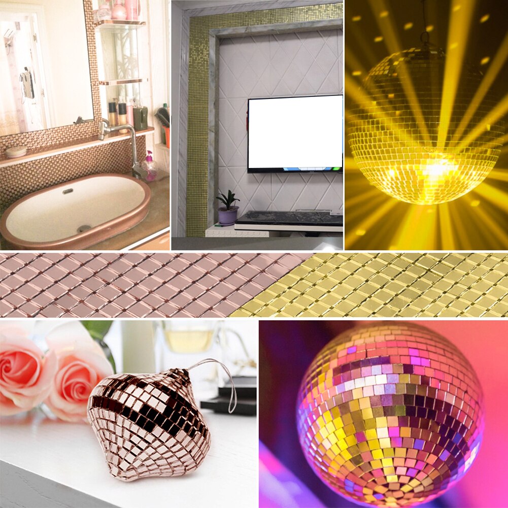 Bathroom Decorative Craft Mini Square Glass Handmade Mosaic Tiles Self Adhesive Portable Removable Waterproof Home DIY Party