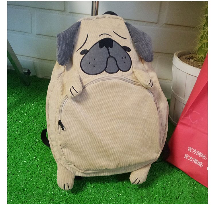 Bolso de tela original de Carlino con animales, mochila japonesa de gran para estudiantes de secundaria, bolso escolar de otoño, para mujer: dog