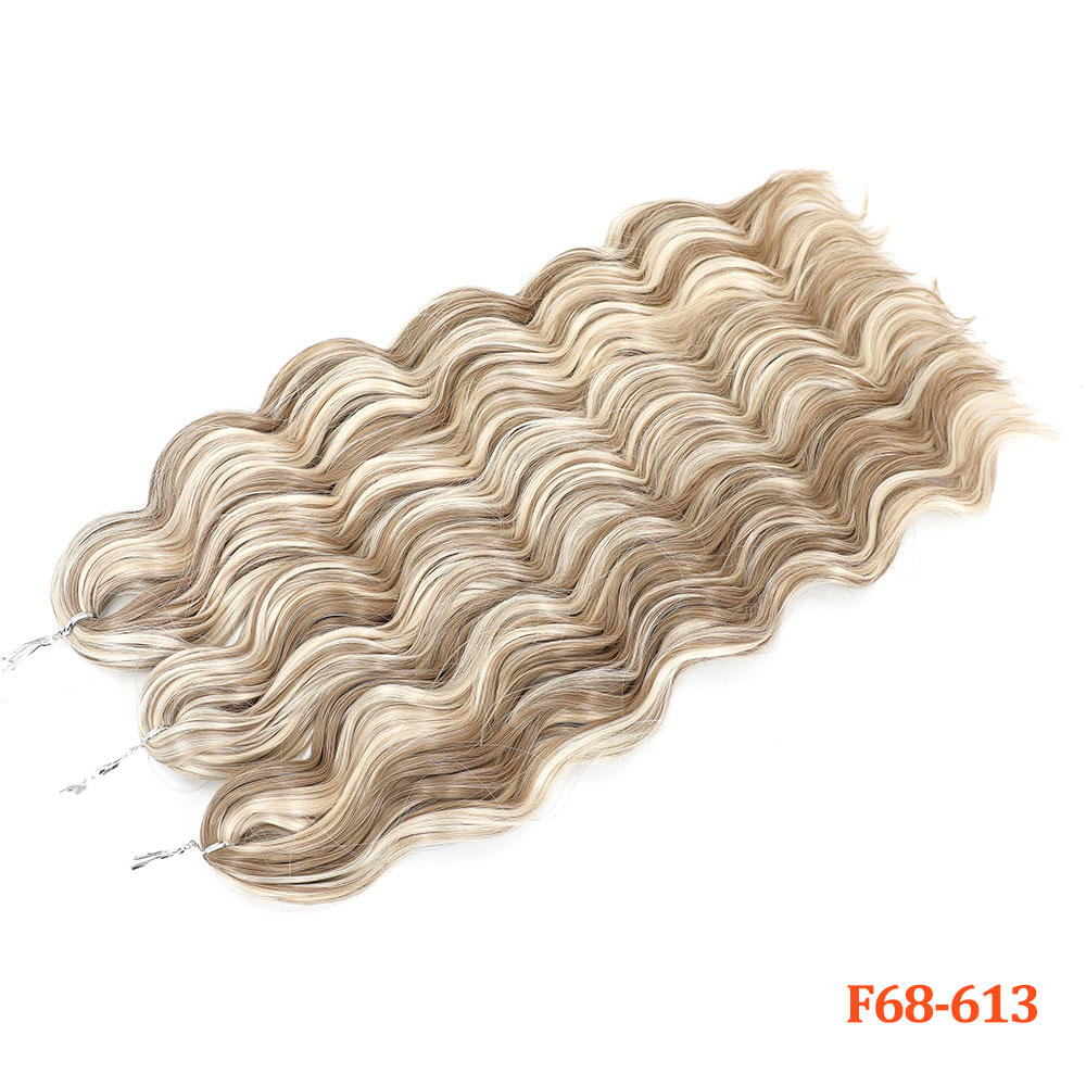 24" ANNA Water Wave Braiding Hair Extensions Synthetic Loose Deep Wave Curly Braid Hair Ombre Brown Rainbow Twist Crochet Hair