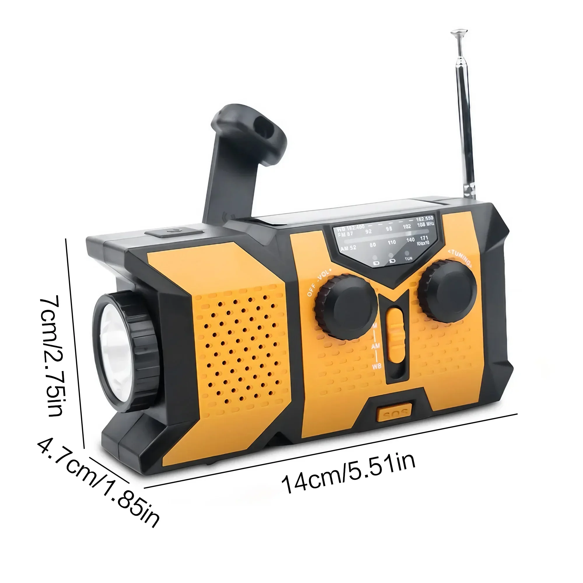 Hand Crank Solar Radio with LED Flashlight, AM/FM/NOAA Weather Radio, 2000mAh Power Bank for Emergency Phone Charging