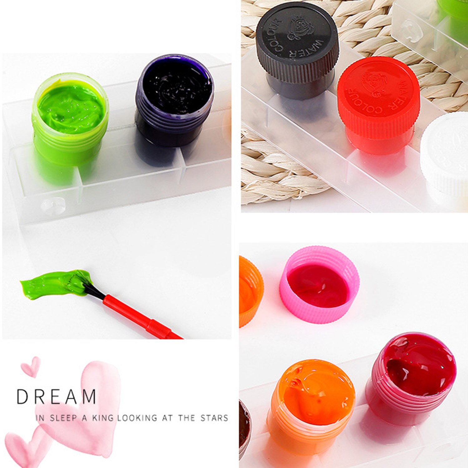 20ml 6 Colors Painting Paints Washable Gouache DIY Finger Painting Graffiti Pigments with 1 Bursh for Kids Children Home School