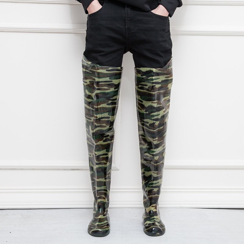 Saut en hauteur 80cm Camouflage bottes de pêche 0.55mm PVC intégré sans couture combinaison bottes de pêche respirant bottes de pêche