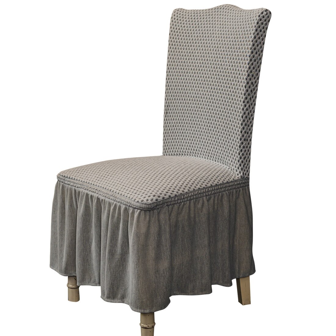 Eetkamerstoel Cover Jacquard Stoel Hoes Case Voor Stoelen Kantoor Bruiloft Eetkamer Spandex Stoel Cover Stretch: silver