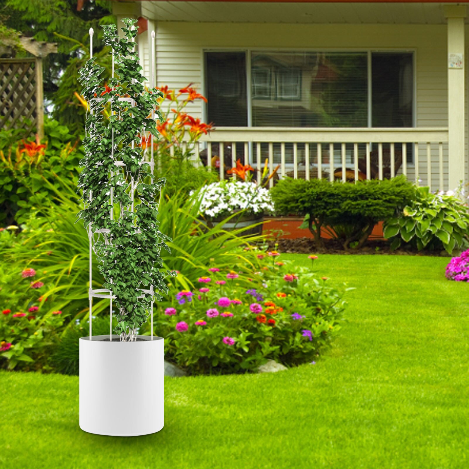 Plant Cage And Support For Climbing Plants Garden Obelisk Trellis PE PP Coating Rustproof Steel Frame Metal Plants Cage Flower