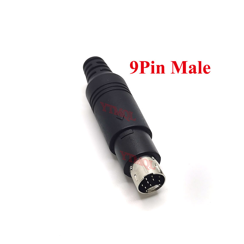 1pcs Mini Din 9 Pin Female Male Din Sockets MD-SM Shield Right Angle Through Holes PCB Circular Receptacle Connector: Dark Grey