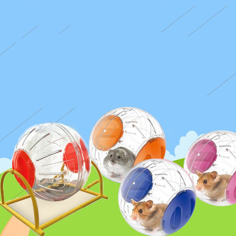 Hamsterbold bærbar lydløs lille dyr løbebold træningsbold åndbar klar bold med stativ kæledyr sjovt legetøjstilbehør