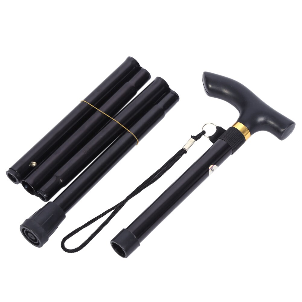 Walking Stick Folding Trekking Poles Hiking Stick 4 Section Anti Shock Adjustable Telescopic Canes Stick: black