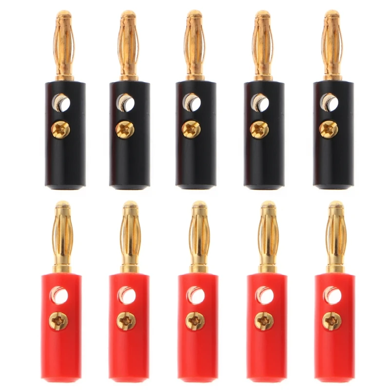 10 stks Banaan Luidsprekerstekkers Zilver 4mm Banaanstekker Connector Voor Audio Video Luidsprekerkabel Adapter Terminal