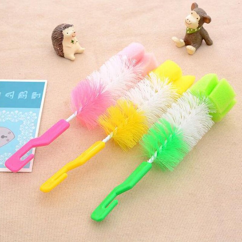 Baby Bottle Brush with Hook to Clean Sponge Head Paper Bottle Card Colors Brush Random Packaging with G5D2