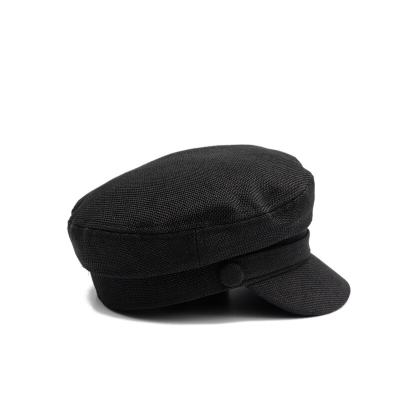 Boina de algodón transpirable para mujer, gorro plano octogonal informal, 036: black