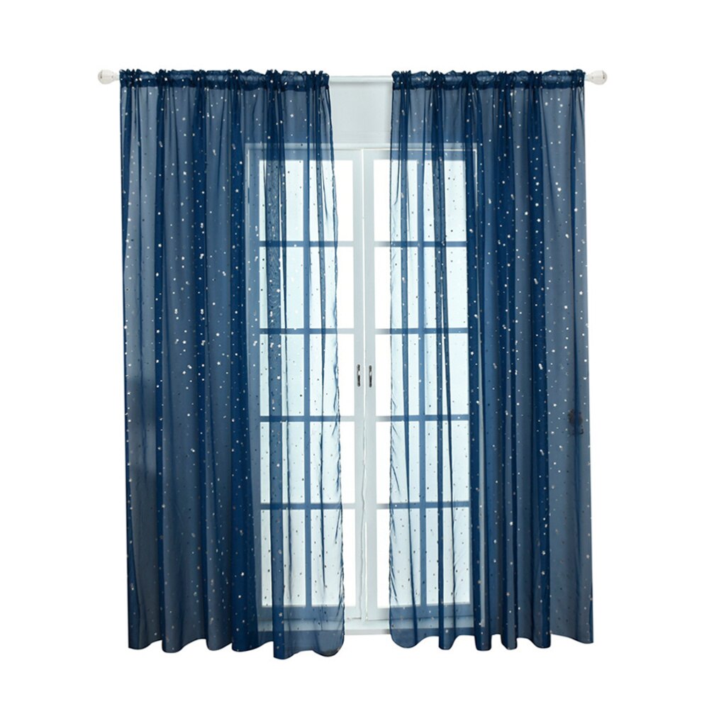 Home Sheer Vorhänge Ösen Romantische Silber Sterne Folie Fenster Behandlung für Mädchen Schlafzimmer Glitter Stars Dünne und