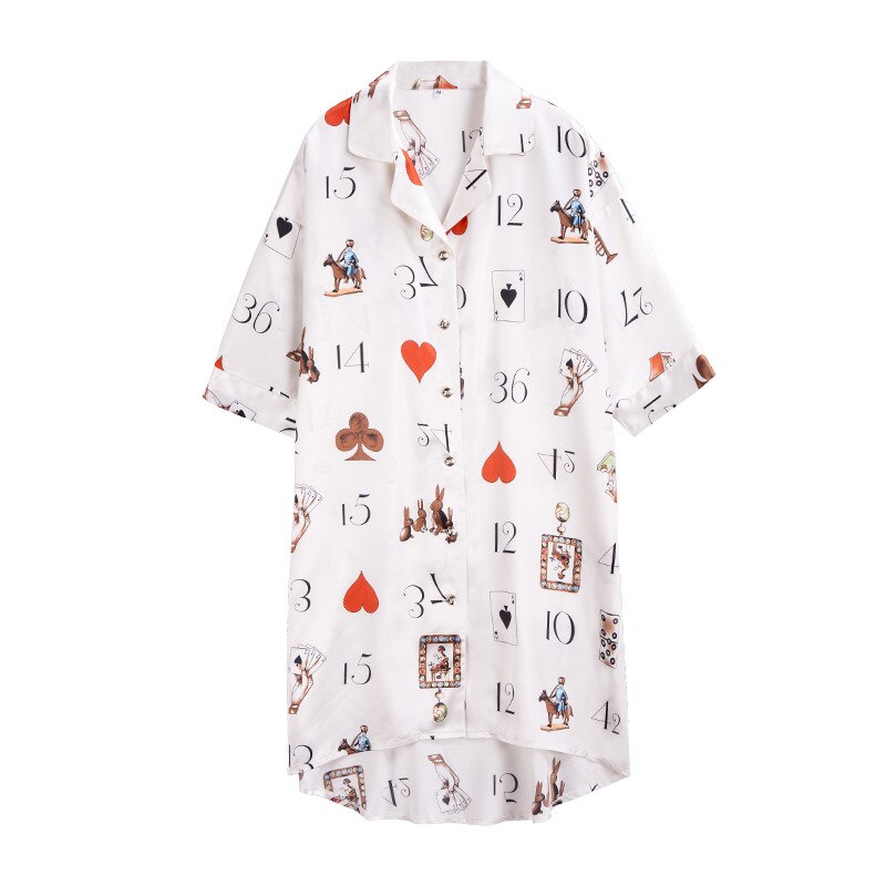 HBZDQB Women's Satin Sleepshirt – 3/4 Sleeve V-Nightgown With Pocket, Button Down Nightwear - View #5