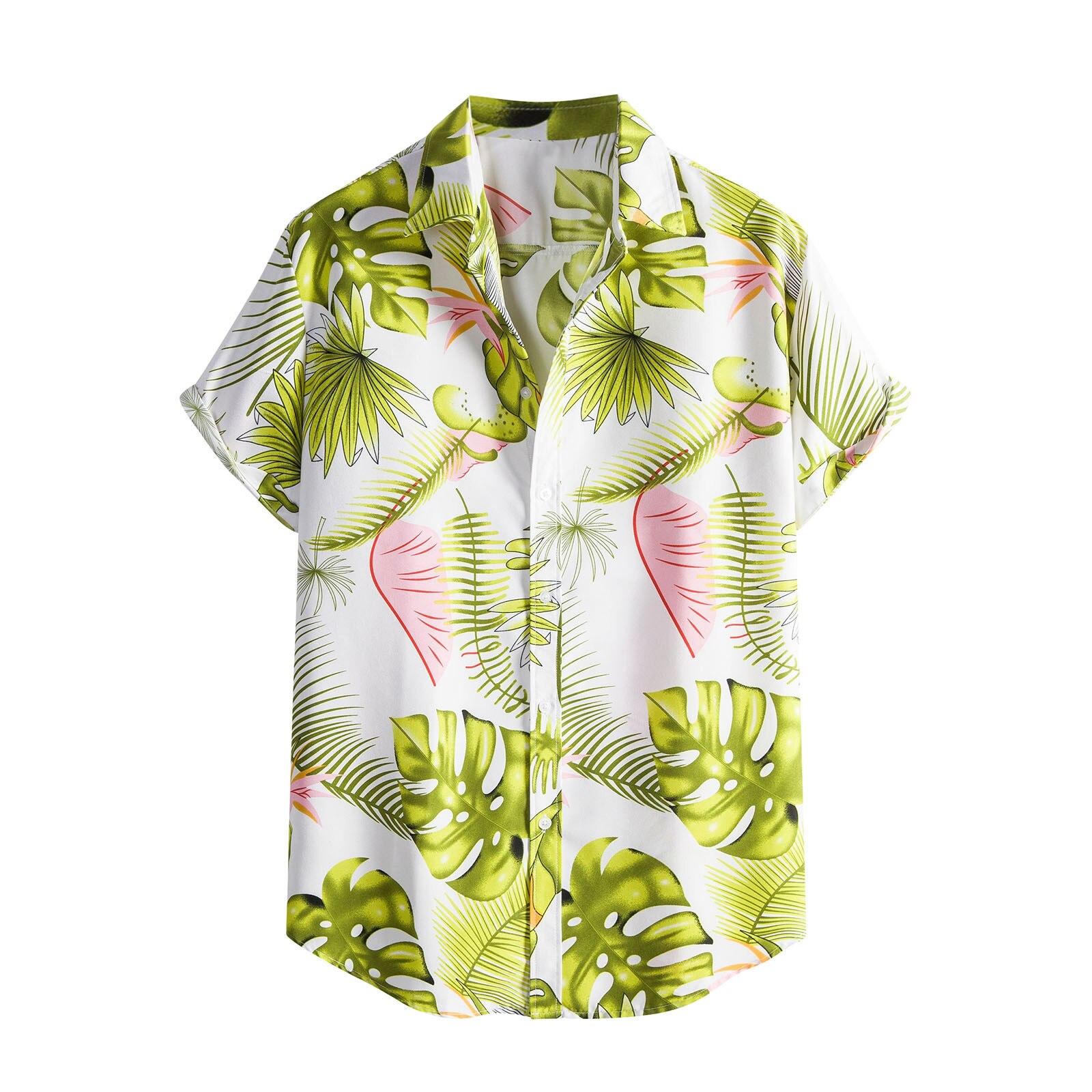 Summer Casual Beach Shirts Short Sleeve Camisas De HombreMen's Shirt Рубашка Мужская Print Hawaiian Beachwear Shirt: M