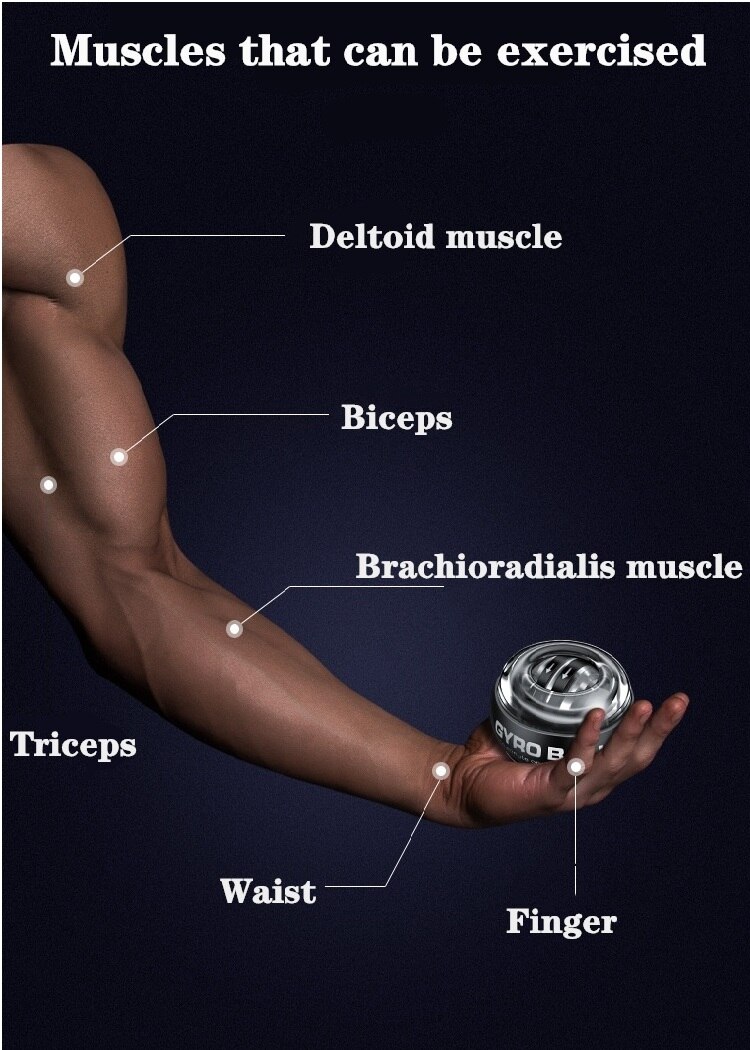 Wrist Ball Trainer Gyroscope Strengthener Gyro Power Ball Arm Exerciser Exercise Machine Gym Fitness Equipment with/withou light