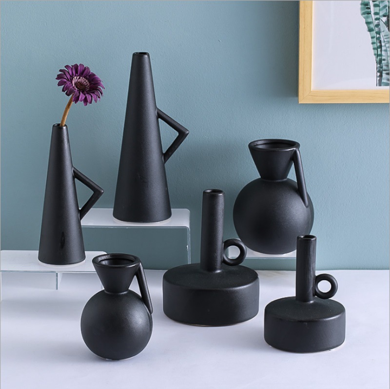 Scandinavische Stijl Geometrische Keramische Vaas Ornamenten Woonkamer Desktop Bloemstuk Container Bruiloft Vaas Voor Tafel Decoratie