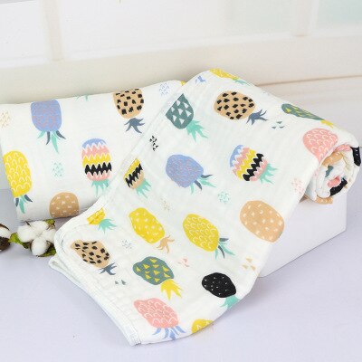 Elinfant – langes en mousseline 100% coton pour bébé, couvertures colorées pour -né, doux, 6 couches, 1 pièce: pineapple