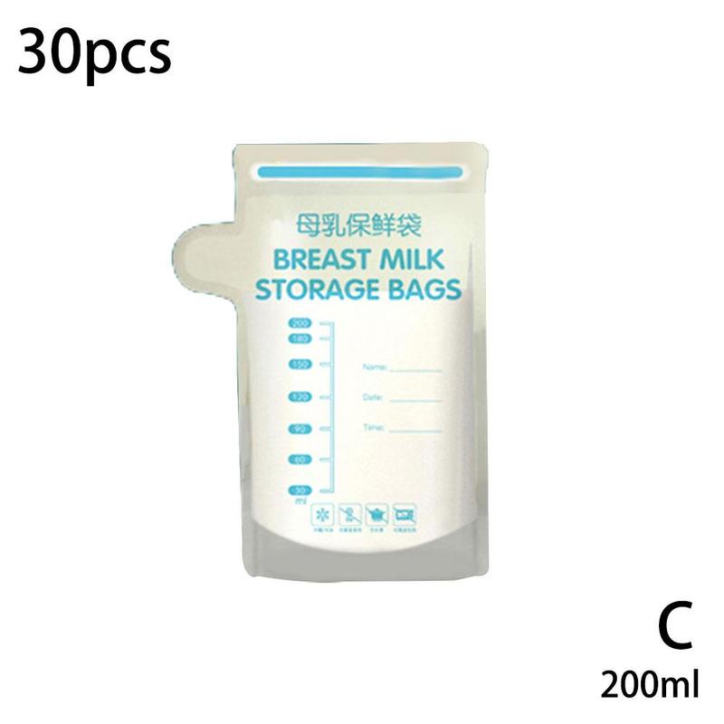 30pcs Milk Freezer Bags Milk Baby Food Storage Breast Milk Storage Bag Baby Food Safe Feeding Bags Breast Milk Freezer Bags:  200ml