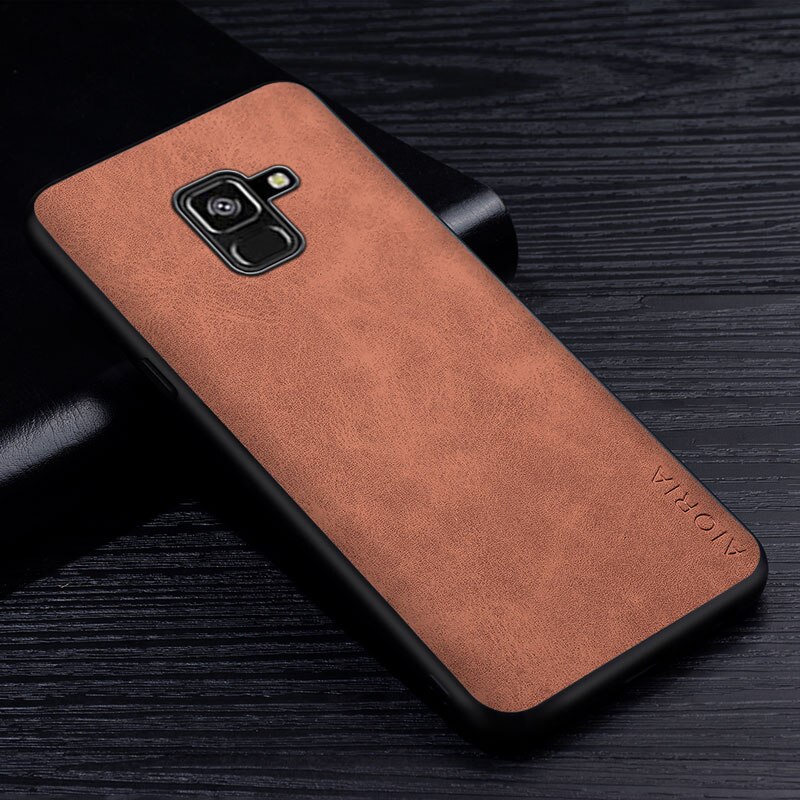 Handyhülle für Samsung Galaxis A8 Plus - PU Leder, Kratzfest, Dünn & Leicht, Hart-PC + Weich-TPU: Galaxis  a8 Plus 2018 / Braun