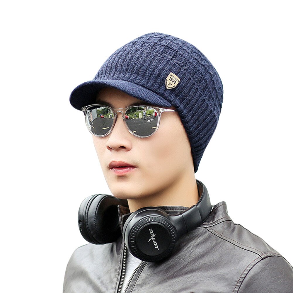 Men Warm Baggy Weave Crochet Winter Wool Knit Ski Beanie Caps Hat Warm Winter Hats For Women Warm Baggy Weave Crochet#P30: Blue