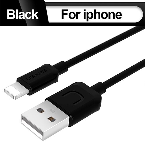 USB Kabel Voor iPhone 7 Kabel, USAMS 2A Snel Opladen voor iPhone X 8 7 6 6s plus 5s 5 SE Datum Kabels charger voor verlichting kabel: Black