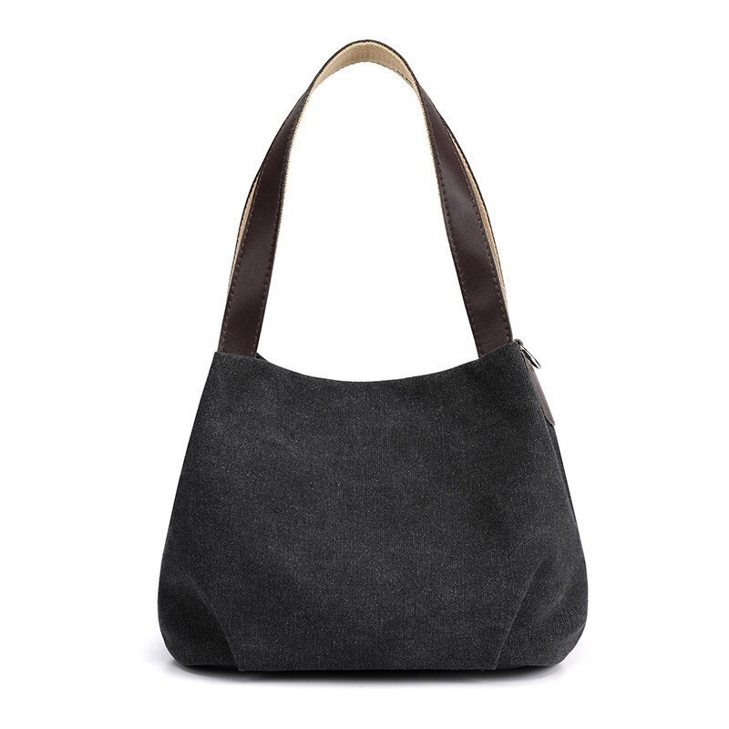 Zachte Canvas Luxe Handtassen Vrouwen Tassen Handtassen Schouder Messenger Bag Dames Handtas Schoudertas Purse: Black