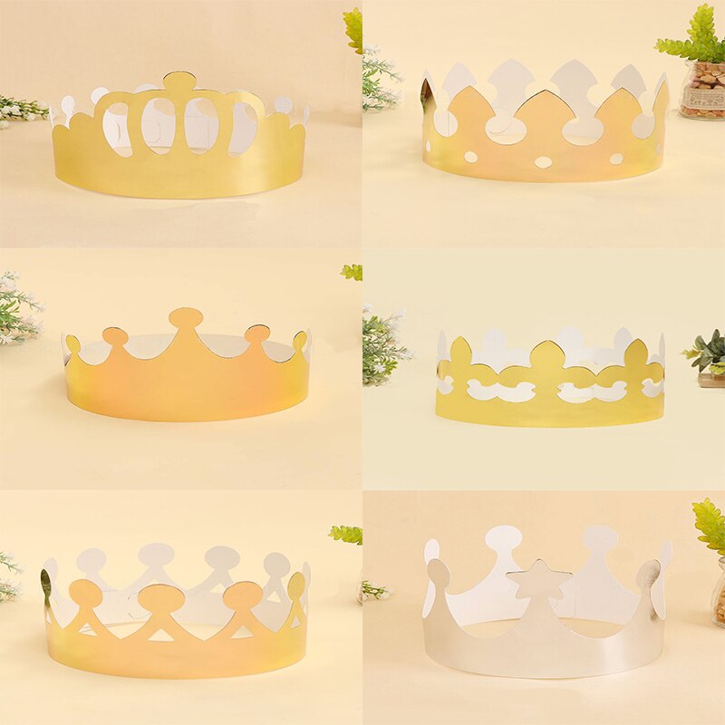 30 Stks/set Goud Zilver Verjaardagsfeestje Hoeden Papier Crown Kids Verjaardagsfeestje Supplies Partij Kroon Hoed Cap Viering Bruiloft Decor