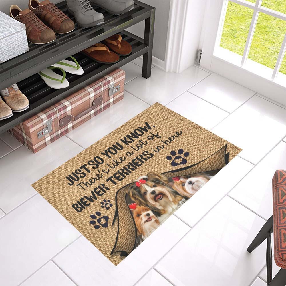 CLOOCL The Humans Just Live Here Wius Siberian Husky Doormat Decor Non-Slip Doormat Absorbent Carpet Bedroom Porch Welcome Mat