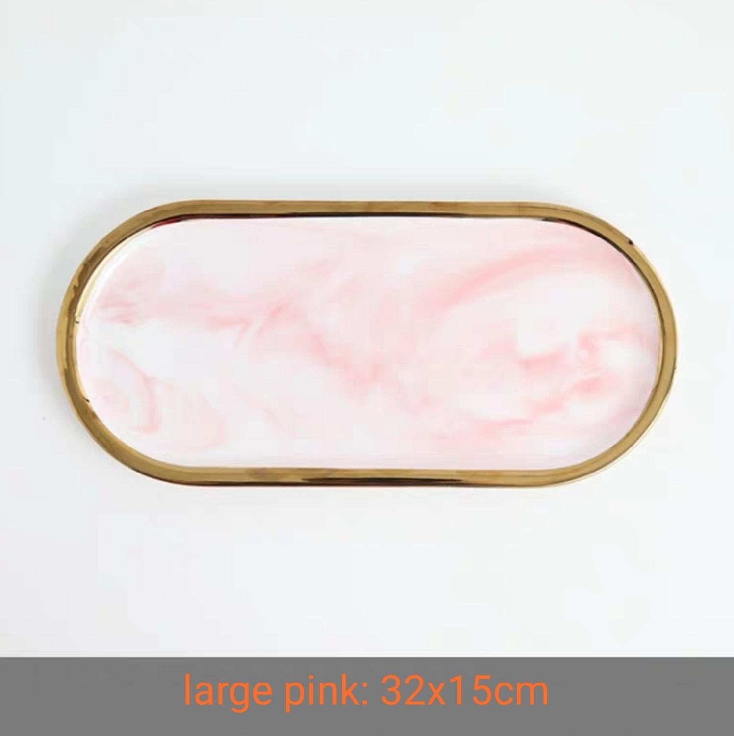 Glass Makeup Brushes Holder Make up Organizer Table Cosmetic Brush Bottle Jewelry Storage Box Ornaments Tray: large pink tray
