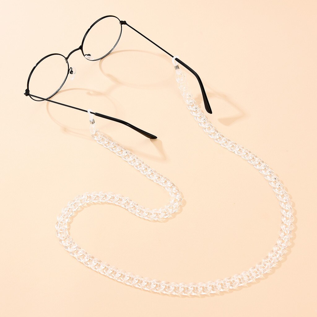 Cadena para gafas antipérdida Unisex, cadena para gafas con cordones, cadena para gafas de lectura, correas para el cuello, soporte para mascarilla, anticarrete, novedad, 1 unidad: Clear